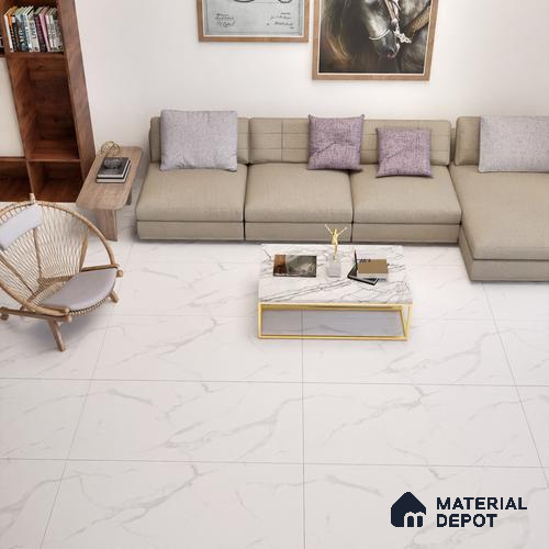 Marble Wall & Floor Tile TL 06188 Classic Satuario 4 ft x 2 ft Vitrified Lustera Effect Feather Feel Matte Finish - 8.5 mm | 6 Random Design | Suitable for Living Room, Bedroom, Bathroom