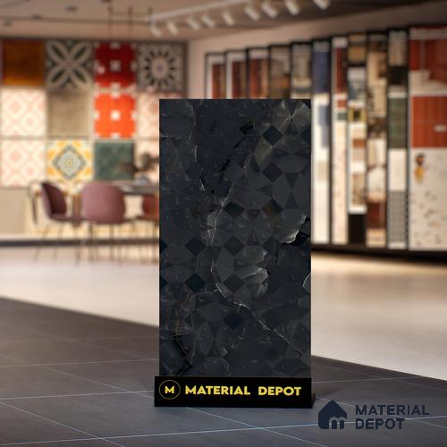 Punch Wall Tile TL 06193 B Prime Onyx Nero Triangle 4 ft x 2 ft Vitrified Lustera Effect Feather Feel Matte Finish - 8.5 mm | 2 Random Design | Suitable for Living Room, Bedroom, Bathroom | Image 2