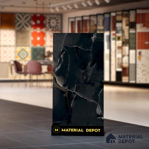 Marble Wall & Floor Tile TL 06193 Prime Onyx Nero 4 ft x 2 ft Vitrified Lustera Effect Feather Feel Matte Finish - 8.5 mm | 7 Random Design | Suitable for Living Room, Bedroom, Bathroom | Image 3