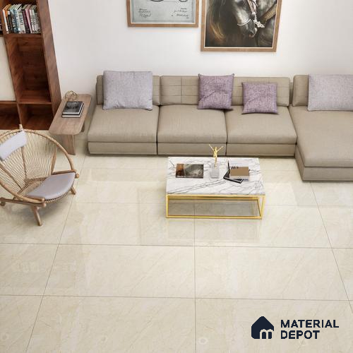 Marble Wall & Floor Tile TL 05306 Aurelio Felix Beige 4 ft x 2 ft Vitrified High Gloss Finish - 9 mm | Suitable for Living Room, Bedroom, Feature / Accent Walls & Highlighter Wall