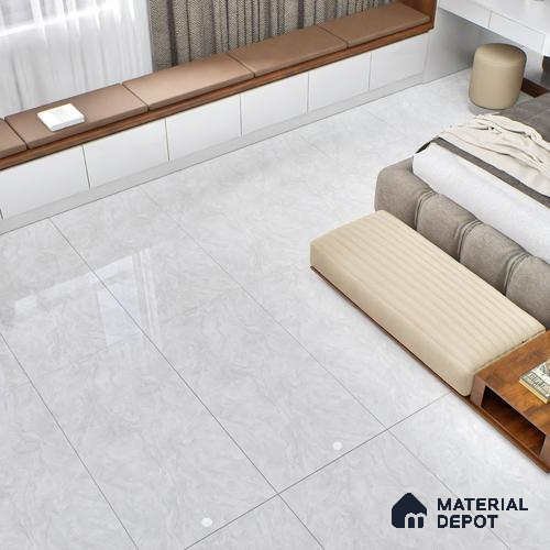 Marble Wall & Floor Tile TL 05310 B Aurelio Matrix White 4 ft x 2 ft Vitrified High Gloss Finish - 9 mm | Suitable for Living Room, Bedroom, Feature / Accent Walls & Highlighter Wall