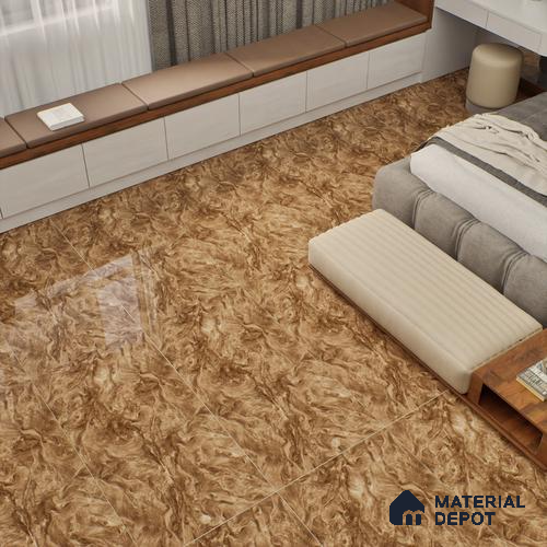 Marble Wall & Floor Tile TL 05310 C Aurelio Matrix Brown 4 ft x 2 ft Vitrified High Gloss Finish - 9 mm | Suitable for Living Room, Bedroom, Feature / Accent Walls & Highlighter Wall