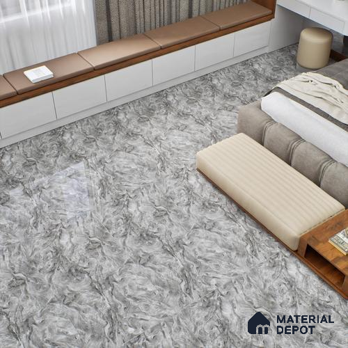 Marble Wall & Floor Tile TL 05310 D Aurelio Matrix Grigio 4 ft x 2 ft Vitrified High Gloss Finish - 9 mm | Suitable for Living Room, Bedroom, Feature / Accent Walls & Highlighter Wall