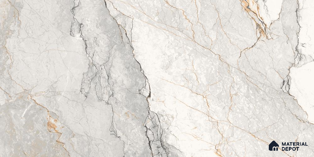 Marble Wall & Floor Tile TL 06214 Glorix Peak White 4 ft x 2 ft Vitrified Matte Finish - 9 mm (Random Design 4) | Suitable for Living Room, Bedroom, Bathroom & Kitchen