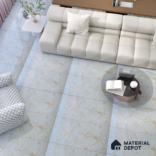 Budget Friendly Marble Wall & Floor Tile Value for Money TL 06292 Tropical Blue 4 ft x 2 ft - Vitrified Glossy Finish -9 mm | Suitable for Living Room, Bedroom & Bathroom