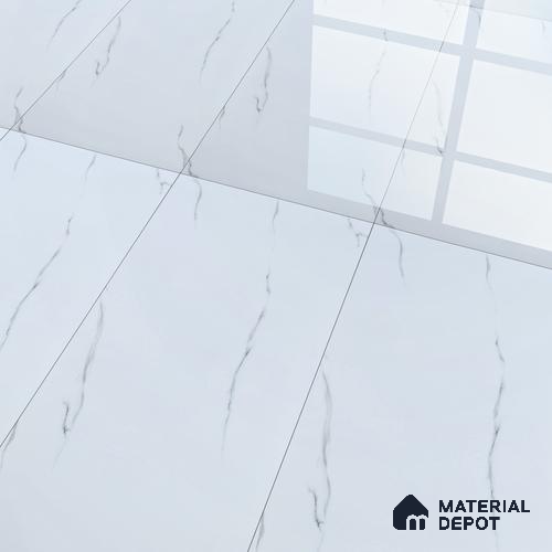 Budget Friendly Marble Wall & Floor Tile Value for Money TL 06309 White Stone Chic 4 ft x 2 ft - Vitrified Glossy Finish -9 mm | Suitable for Living Room, Bedroom & Bathroom