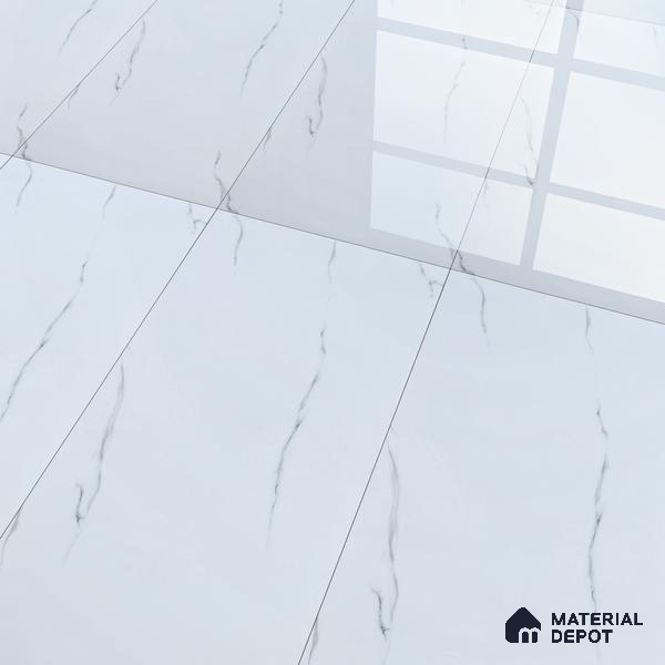 Budget Friendly Marble Wall & Floor Tile Value for Money TL 06309 White Stone Chic 4 ft x 2 ft - Vitrified Glossy Finish -9 mm | Suitable for Living Room, Bedroom & Bathroom