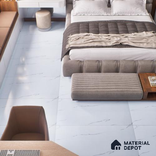 Budget Friendly Marble Wall & Floor Tile Value for Money TL 06309 White Stone Chic 4 ft x 2 ft - Vitrified Glossy Finish -9 mm | Suitable for Living Room, Bedroom & Bathroom