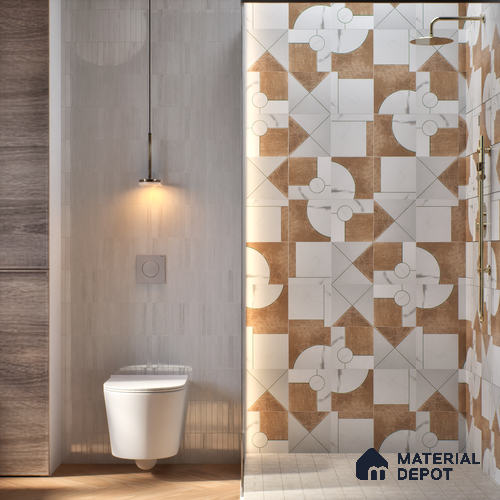 Marble Wall Handmade Tile TL 05871 B Copper Copper Marble 197 mm x 197 mm Vitrified - 9 mm | Random Mix Patterns | Suitable For Living Room, Bedroom, Kitchen