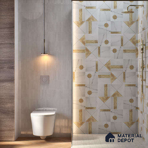 Marble Wall Handmade Tile TL 05871 Gold Golden Marble 197 mm x 197 mm Vitrified - 9 mm | Random Mix Patterns | Suitable For Living Room, Bedroom, Kitchen