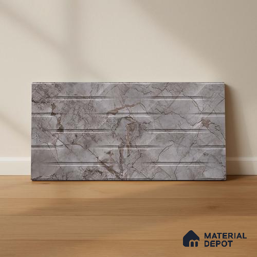 Marble Wall Tile TL 05478 D Lustra Manila Ash Decor 2 ft x 1 ft Ceramic Satin Finish - 9 mm | Suitable for Bathroom, Kitchen