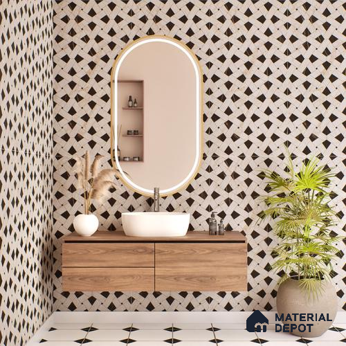 Ivory Geometric Wall Tile TL 05800 G Gravier Celestial Cream 2 ft x 4 ft Vitrified Carving Matte Finish - 9 mm | 4 Random Design | Suitable for Living Room, Bedroom, Bathroom