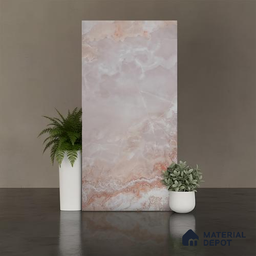 Marble Floor & Wall Tile TL 05818 F Gravier Blush Onyx 2 ft x 4 ft Vitrified Matte Finish - 9 mm | 10 Random Design | Suitable for Living Room, Bedroom, Bathroom