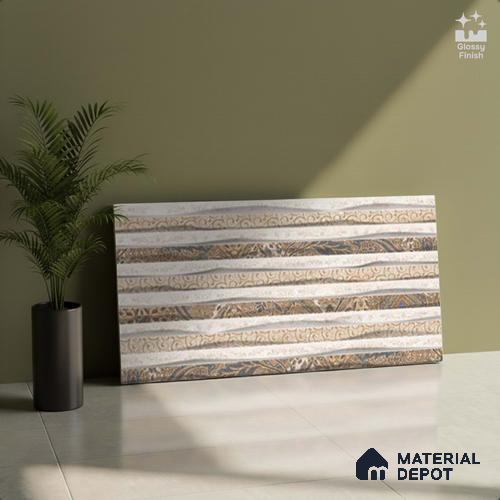 Abstract Wall Tile TL 05316 C Splendore Bottichino Brynx Highlighter 2 ft x 1 ft Ceramic Glossy Finish - 9 mm | Suitable for Kitchen, Bathroom & Balcony Walls