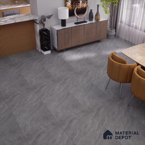 Marble Floor & Wall Tile | TL 00748 Marmi Slate Grey 4 ft x 2 ft Matte Finish Full Body Vitrified Tile - 9 mm | Suitable For Living Room, Bedroom, Dining Area