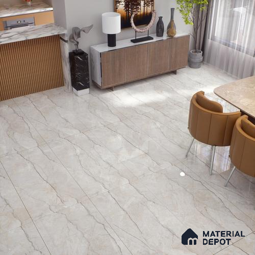 Marble Floor & Wall Tile TL 02189 Marmo Beige 4 ft x 2 ft Glossy Finish Vitrified Tile - 9 mm