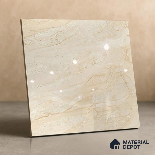 TL 02926 Marshmallow Cream 2 ft x 2 ft Glossy Finish Vitrified Floor & Wall Tile - 9.5 mm | Image 03