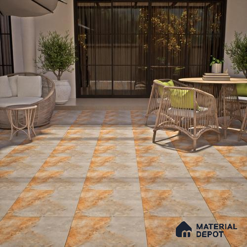 TL 07595 B Jaspero Grist 16 x 16 inch Anti Skid Matte Finish Vitrified Floor Tile - 12 mm (6 Random Designs) | Pattern Alignment May Vary | 2-3 mm Spacer is Mandatory