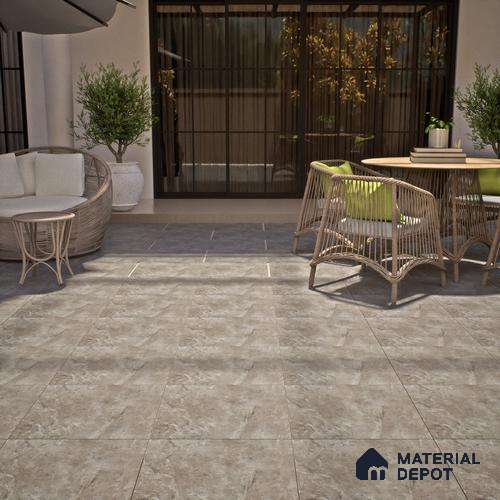 TL 07594 B Glitter Gris 16 x 16 inch Anti Skid Matte Finish Vitrified Floor Tile - 12 mm (6 Random Designs) | Pattern Alignment May Vary | 2-3 mm Spacer is Mandatory