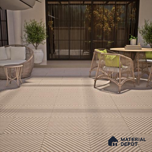 TL 07599 Liner Stone 16 x 16 inch Anti Skid Matte Finish Vitrified Floor Tile - 12 mm | Pattern Alignment May Vary | 2-3 mm Spacer is Mandatory