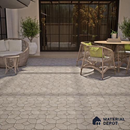 TL 07598 Hexa Stone 16 x 16 inch Anti Skid Matte Finish Vitrified Floor Tile - 12 mm | Pattern Alignment May Vary | 2-3 mm Spacer is Mandatory