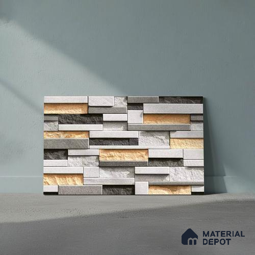 Stacked Stone Look Wall Tile TL 09499 | Matte Finish 18 x 12 inch Ceramic Tile - 7 mm | Suitable For Kitchen, Bathroom, Bedroom & Office