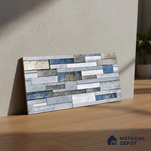 Stacked Stone Look Wall Tile TL 09434 | Matte Finish 2 ft x 1 ft Ceramic Tile - 9 mm | Suitable For Modern Facades, Outdoor Cladding, Feature Wall