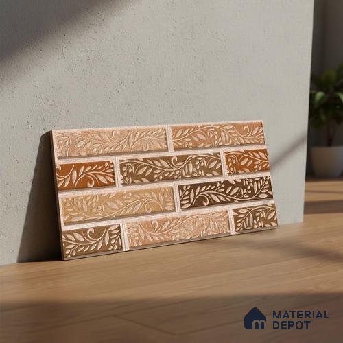 Floral Look Wall Tile TL 09428 | Matte Finish 2 ft x 1 ft Ceramic Tile - 9 mm | Suitable For Modern Facades, Outdoor Cladding, Feature Wall | Please Expect a Slight Variation of Pattern