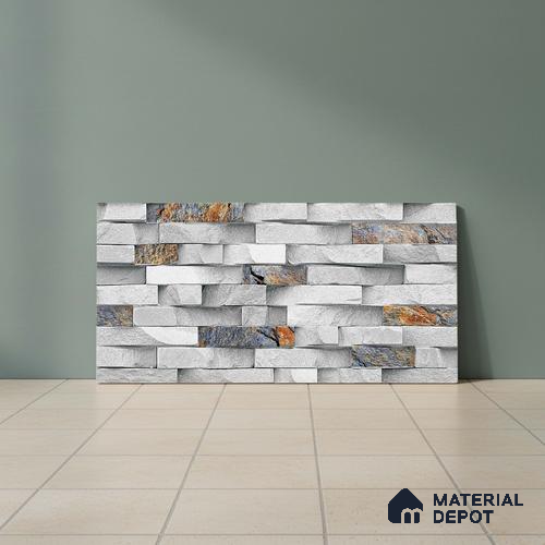 Stacked Stone Look Wall Tile TL 09432 | Matte Finish 2 ft x 1 ft Ceramic Tile - 9 mm | Suitable For Modern Facades, Outdoor Cladding, Feature Wall