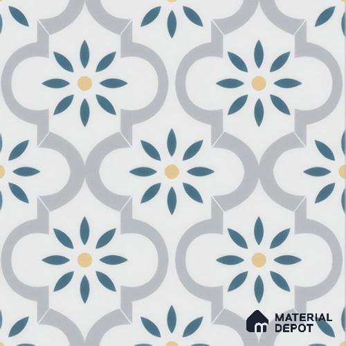 Moroccan Wall & Floor Tile TL 00222 Bluish White 1 ft x 1 ft Matte Finish Ceramic Tile - 9 mm | Suitable For Kitchen, Bathroom, Dining Area | Please Expect a Slight Variation of Pattern