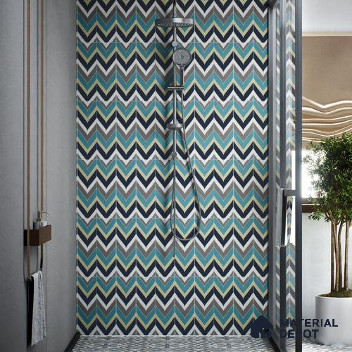 Moroccan Wall & Floor Tile TL 00223 Green & Blue 1 ft x 1 ft Matte Finish Ceramic Tile - 9 mm | Suitable For Kitchen, Bathroom, Dining Area | Please Expect a Slight Variation of Pattern