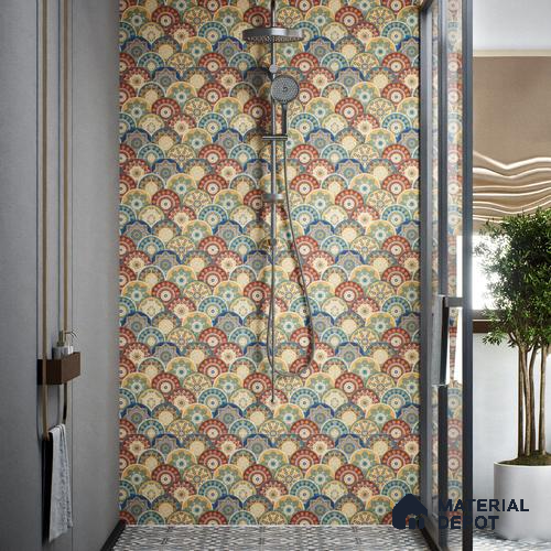Moroccan Wall & Floor Tile TL 00218 Blue & Yellow 1 ft x 1 ft Matte Finish Ceramic Tile - 9 mm | Suitable For Kitchen, Bathroom, Dining Area | Please Expect a Slight Variation of Pattern