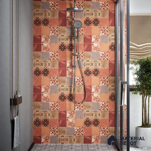 Moroccan Wall & Floor Tile TL 00219 Brick Red 1 ft x 1 ft Matte Finish Ceramic Tile - 9 mm | Suitable For Kitchen, Bathroom, Dining Area | Please Expect a Slight Variation of Pattern