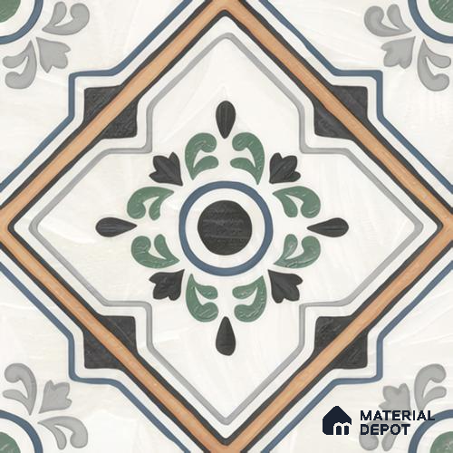 Moroccan Wall & Floor Tile TL 00221 Greenish White 1 ft x 1 ft Matte Finish Ceramic Tile - 9 mm | Suitable For Kitchen, Bathroom, Dining Area | Please Expect a Slight Variation of Pattern