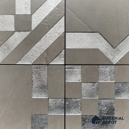 Metallic Wall Tile TL 05905 Arte 148 mm x 148 mm Vitrified - 9 mm | Handcrafted Precious Metal | Suitable For Dry Area, Living Room, Bedroom | Random Design