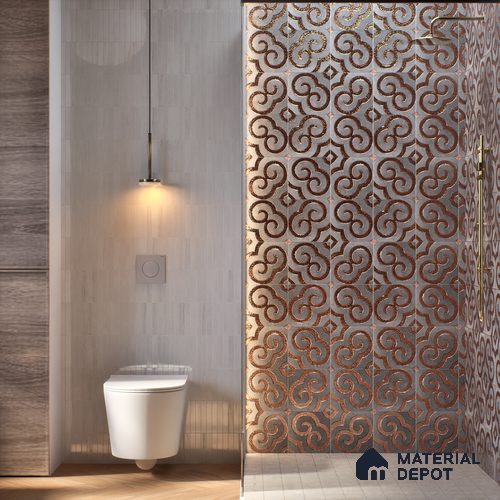 Metallic Wall Tile TL 05897 B Arte 197 mm x 197 mm Vitrified - 9 mm | Handcrafted Precious Metal | Suitable For Dry Area, Living Room, Bedroom