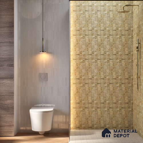 Metallic Wall Tile TL 05875 Golden Weave 297 mm x 297 mm Vitrified - 9 mm | Random Mix Patterns | Suitable For Living Room, Bedroom, Kitchen