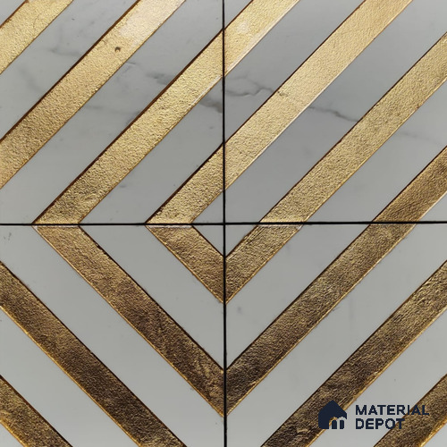 Metallic Wall Tile TL 05906 Arte 197 mm x 197 mm Vitrified - 9 mm | Handcrafted Precious Metal | Suitable For Dry Area, Living Room, Bedroom