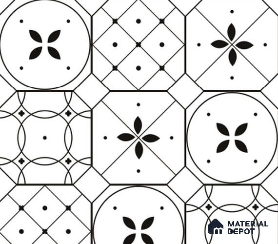 TL 03325 Cromatic White 600 x 600 mm Carving Matte Finish GVT Moroccan Tile - 9 mm (2 Random) | Please Expect a Slight Variation of Pattern