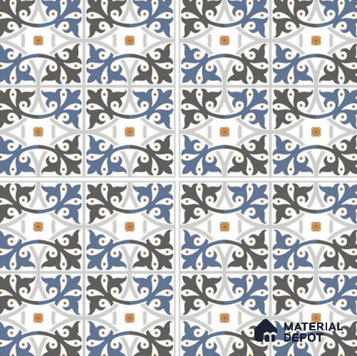 TL 03328 Disney Azure 600 x 600 mm Carving Matte Finish GVT Moroccan Tile - 9 mm | Please Expect a Slight Variation of Pattern