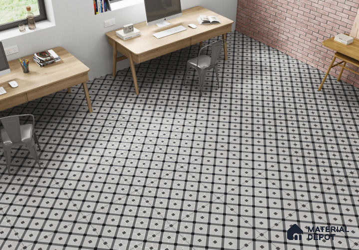 TL 03329 Dolce Grigio 600 x 600 mm Carving Matte Finish GVT Moroccan Tile - 9 mm | Please Expect a Slight Variation of Pattern