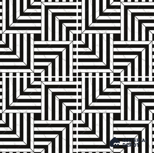 TL 03350 Marmo Black 600 x 600 mm Carving Matte Finish GVT Moroccan Tile - 9 mm | Please Expect a Slight Variation of Pattern