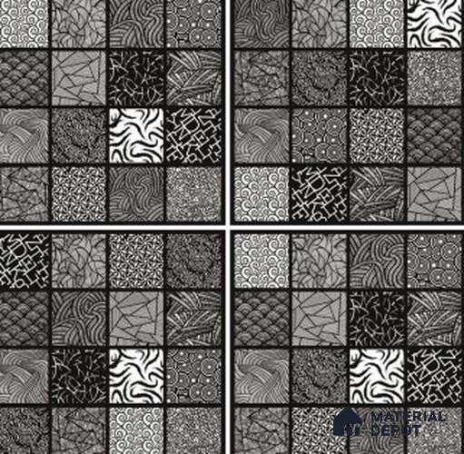 TL 03355 Monarch Black 600 x 600 mm Carving Matte Finish GVT Moroccan Tile - 9 mm (3 Random) | Please Expect a Slight Variation of Pattern