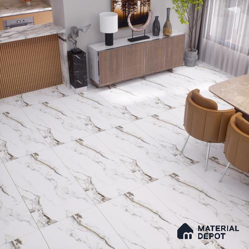 Marble Floor & Wall Tile | TL 00925 Saturio Earth 4 ft x 2 ft Vitrified Tile - 9 mm | Suitable For Living Room, Bedroom, Dining Area