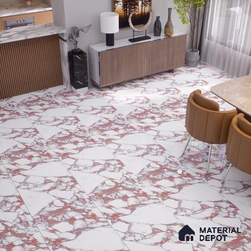 Marble Floor & Wall Tile | TL 01030 Saturio Mars 4 ft x 2 ft Vitrified Tile - 9 mm | Suitable For Living Room, Bedroom, Dining Area