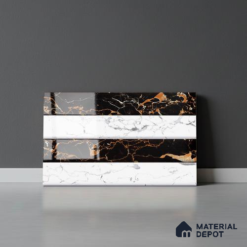 TL 01906 B White & White Highlighter 1 18 x 12 inch Glossy Finish Ceramic Wall Tile - 6 mm