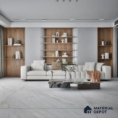 TL 01127 Lasa Bianco Carving Matte Finish 1800 x 1200 mm Vitrified Large Format Wall & Floor Tile - 9 mm | Adhesive and Spacers Must be Used During Installation