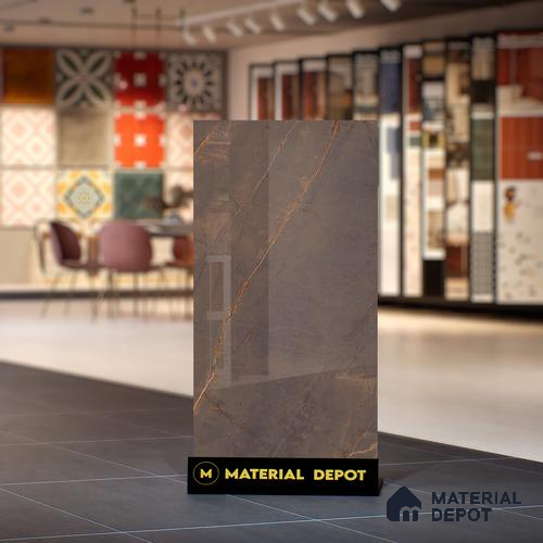 Marble Floor & Wall Tile | TL 01152 Scambio Coffee High Gloss Finish 4 ft x 2 ft Vitrified Tile - 9 mm | Suitable For Living Room, Bedroom, Dining Area