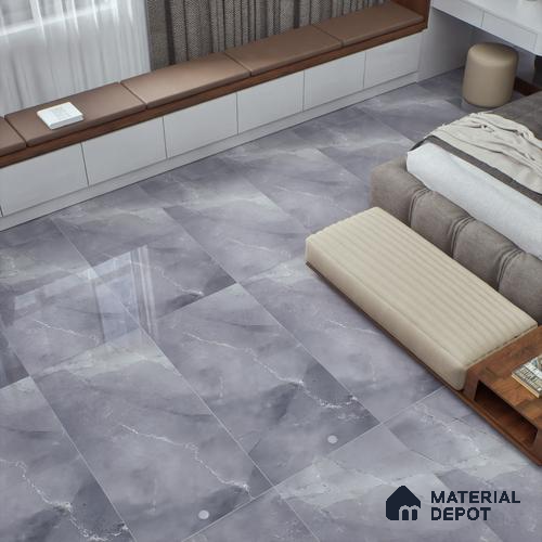 Marble Floor & Wall Tile | TL 01092 Choco Brown 4 ft x 2 ft Glossy Finish Vitrified Tile - 9 mm (Random 03) | Suitable For Living Room, Bedroom, Dining Area