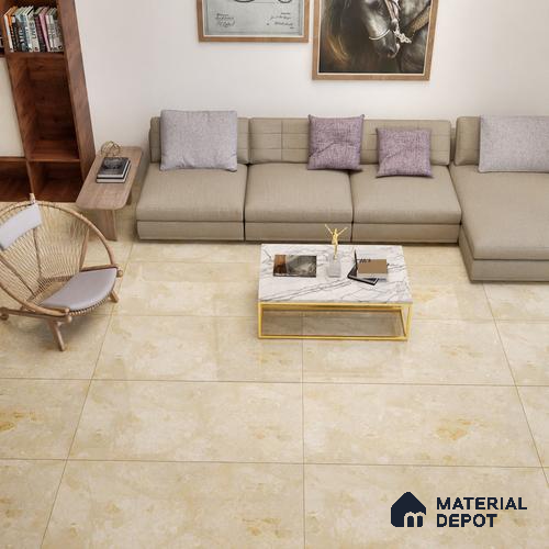 Marble Floor & Wall Tile | TL 01095 Latte Cream 4 ft x 2 ft Glossy Finish Vitrified Tile - 9 mm (Random 03) | Suitable For Living Room, Bedroom, Dining Area
